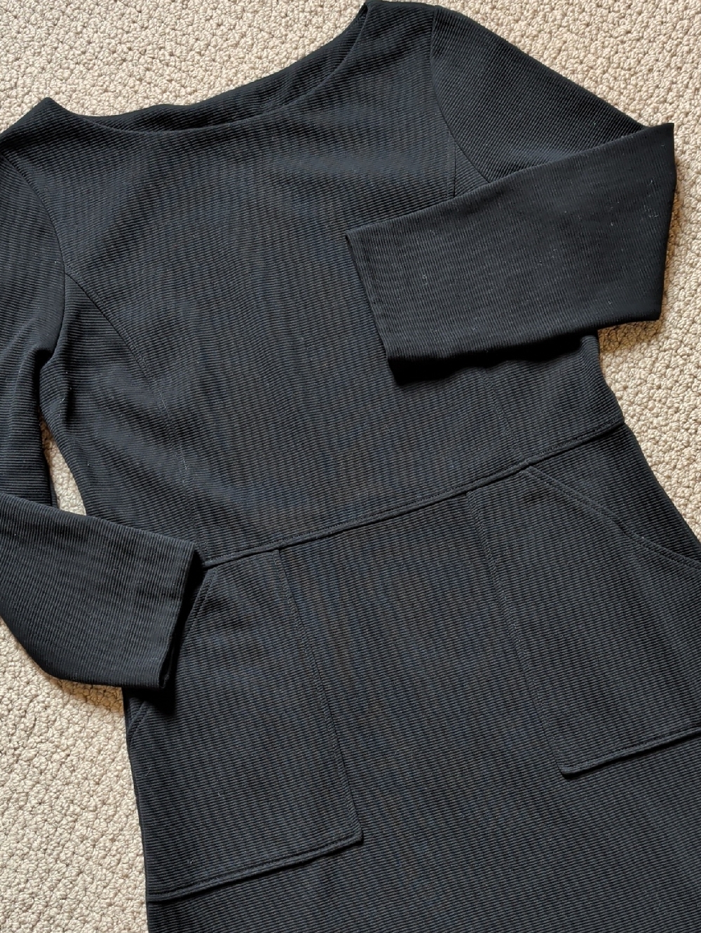 Boden Jersey Black Trinity Ribbed Sheath Dress with Pockets 10